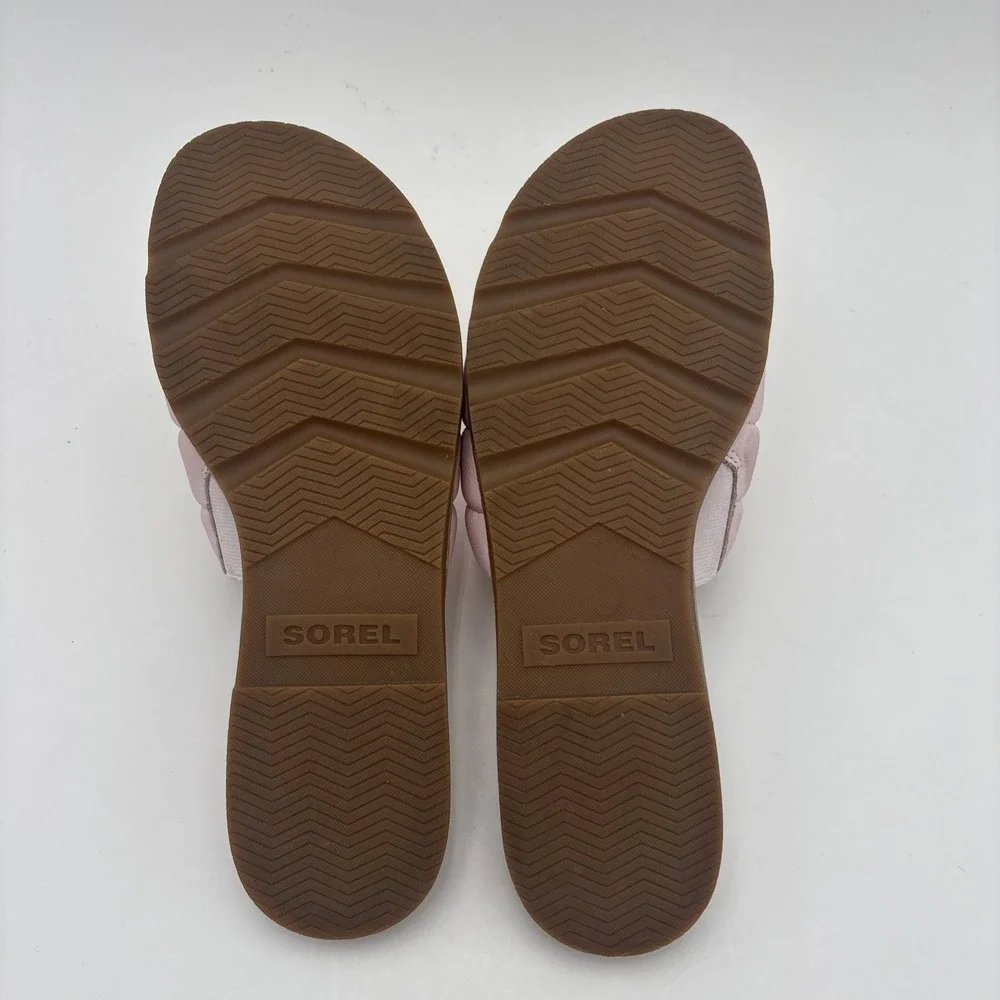 New Sorel Women's Ella III Quilted Puff Slide Pink Leather Sandals Shoes Sz‎ 8